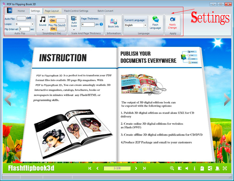 PDF to Flipping Book 3D main interface