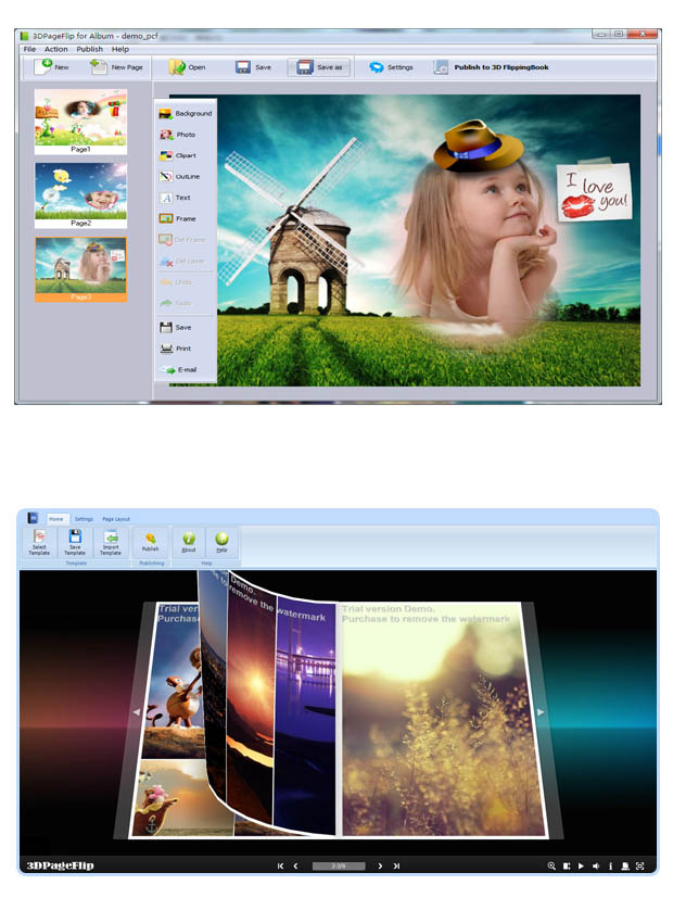 Windows 7 Flipping Book 3D for Album 2.9 full