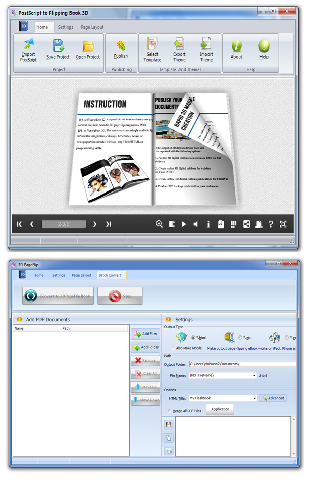 Windows 7 Flipping Book 3D for Postscript 2.8 full